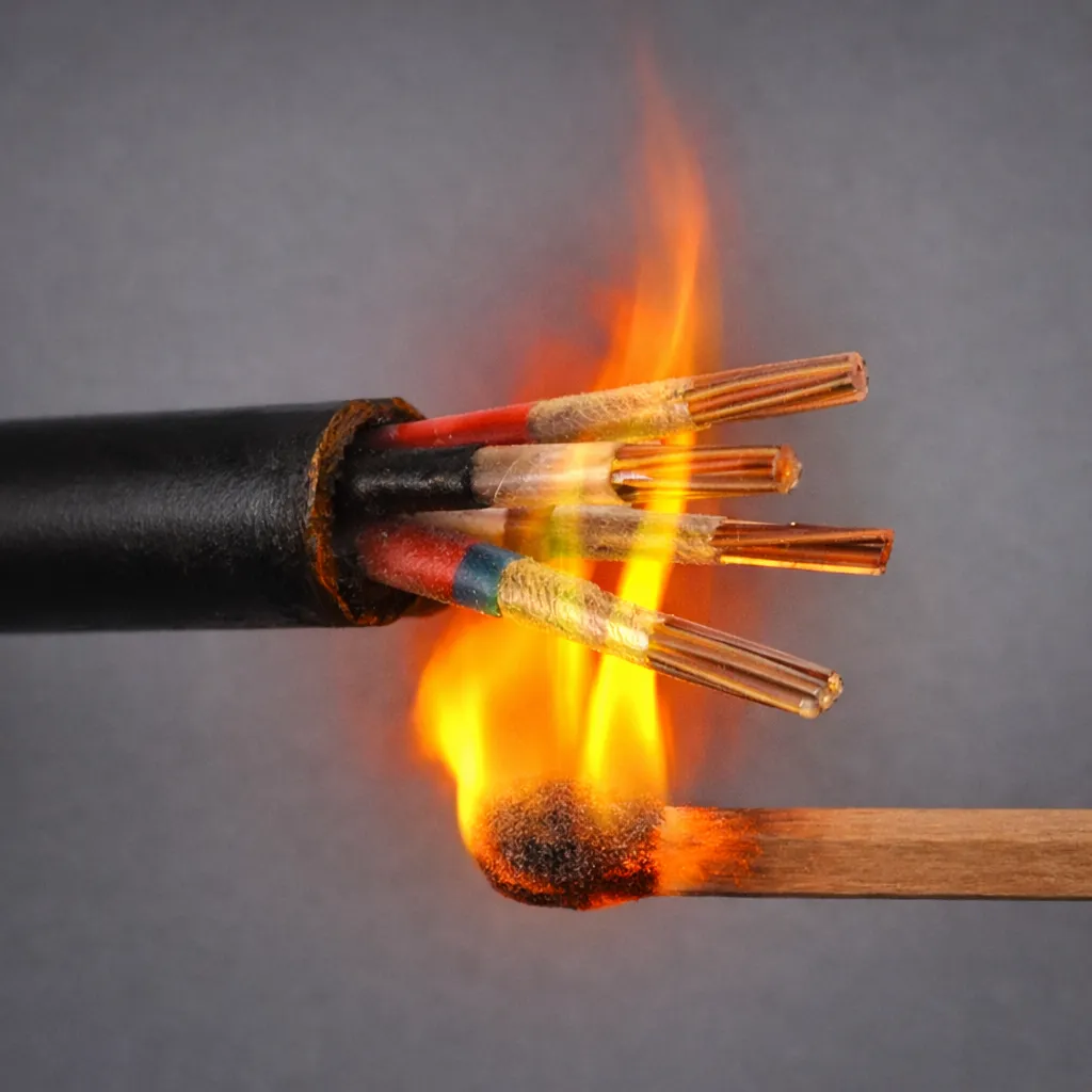 Cable eléctrico con cinta de mica resistiendo prueba de fuego